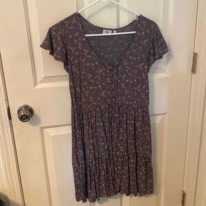 Floral grey flowy dress